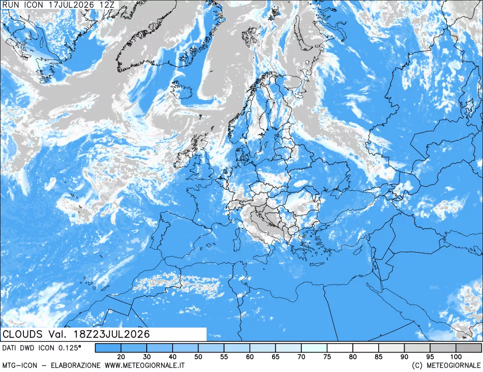mappa Nuvolosit&agrave; totale
