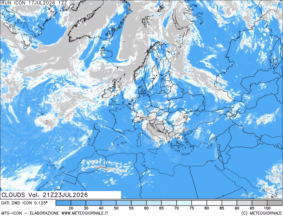mappa Nuvolosit&agrave; totale