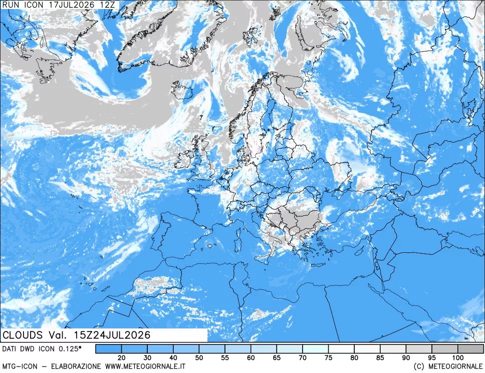 mappa Nuvolosit&agrave; totale