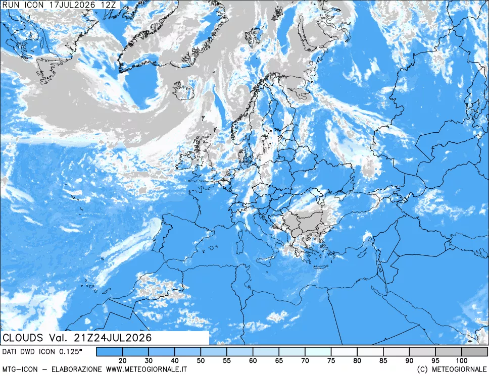 mappa Nuvolosit&agrave; totale
