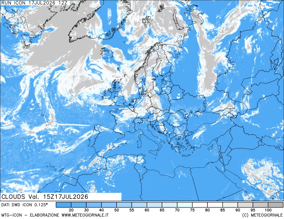 mappa Nuvolosit&agrave; totale