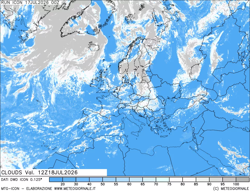 mappa Nuvolosit&agrave; totale