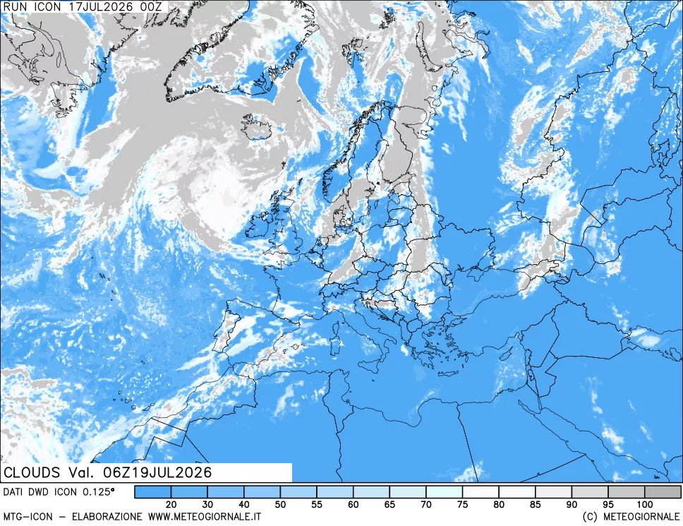 mappa Nuvolosit&agrave; totale