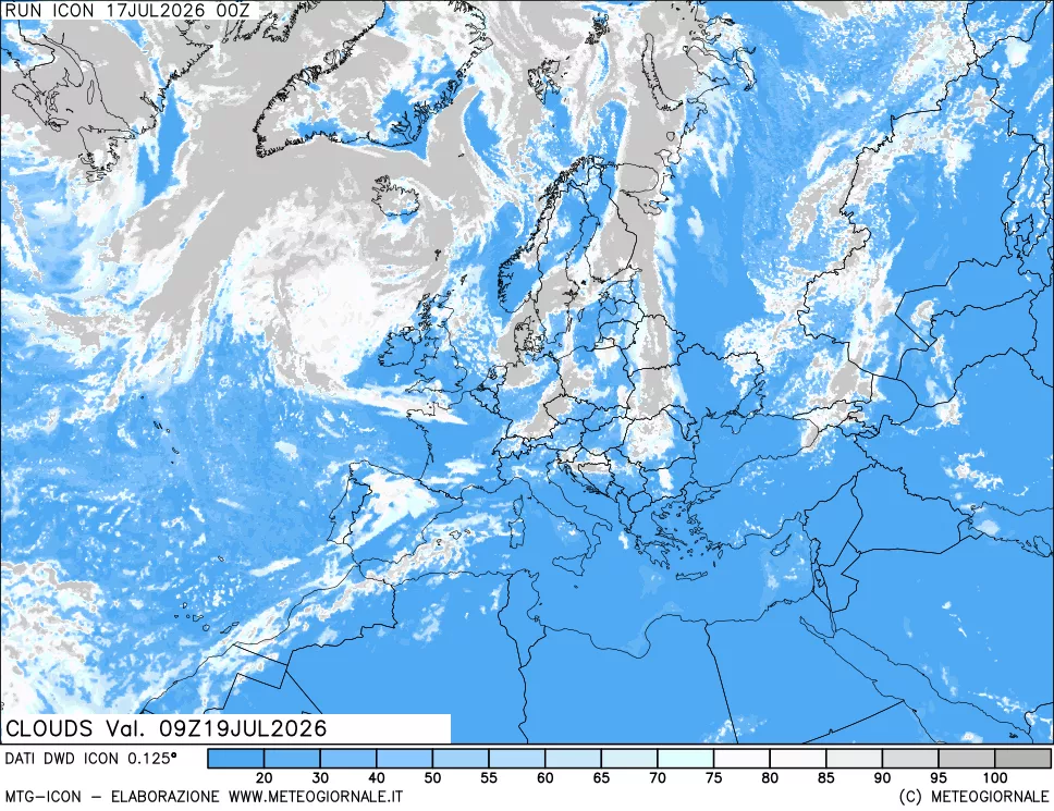 mappa Nuvolosit&agrave; totale