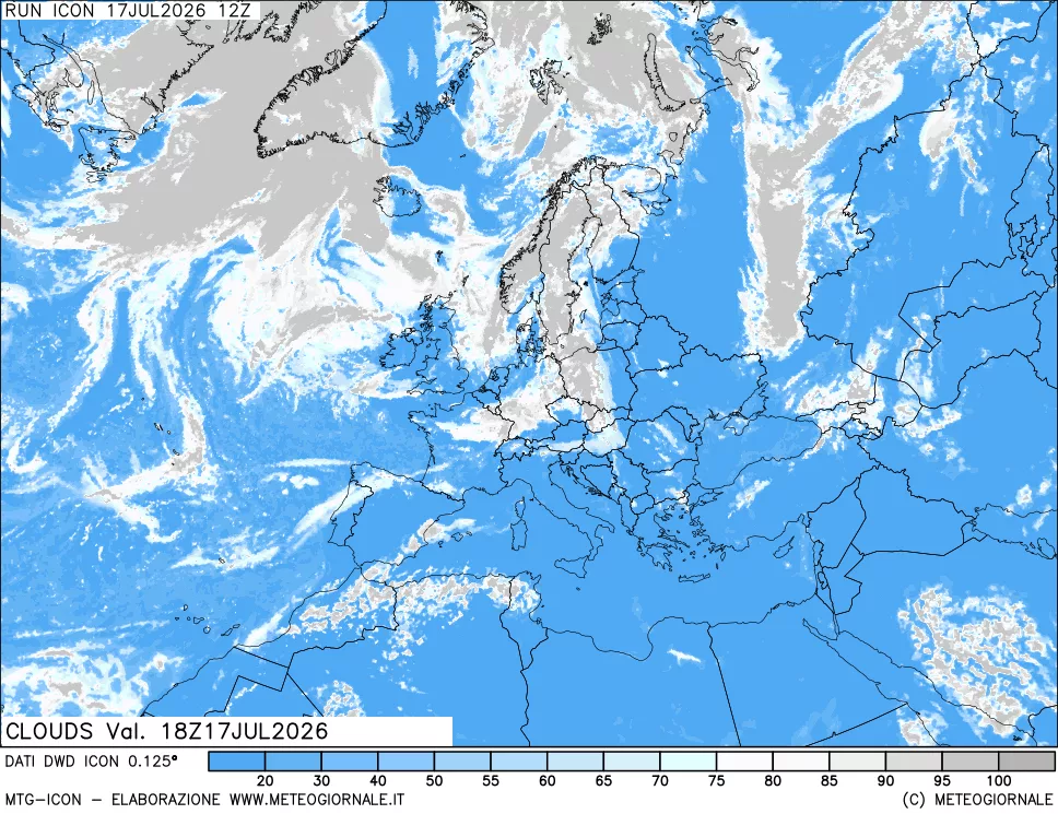 mappa Nuvolosit&agrave; totale