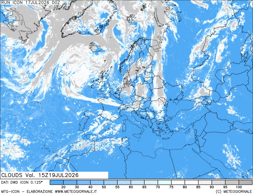 mappa Nuvolosit&agrave; totale