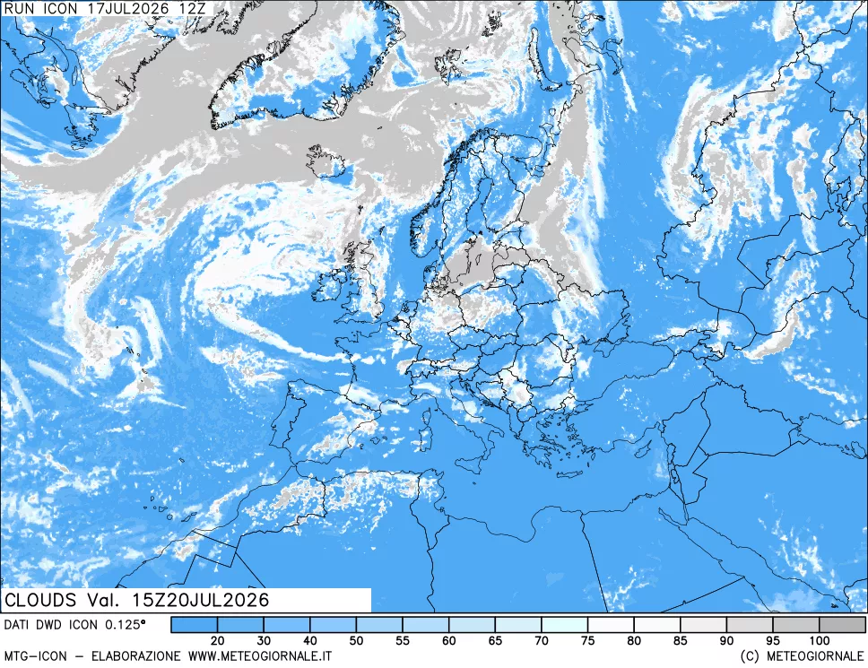 mappa Nuvolosit&agrave; totale