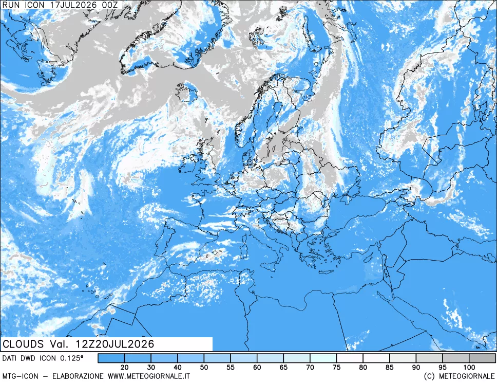 mappa Nuvolosit&agrave; totale
