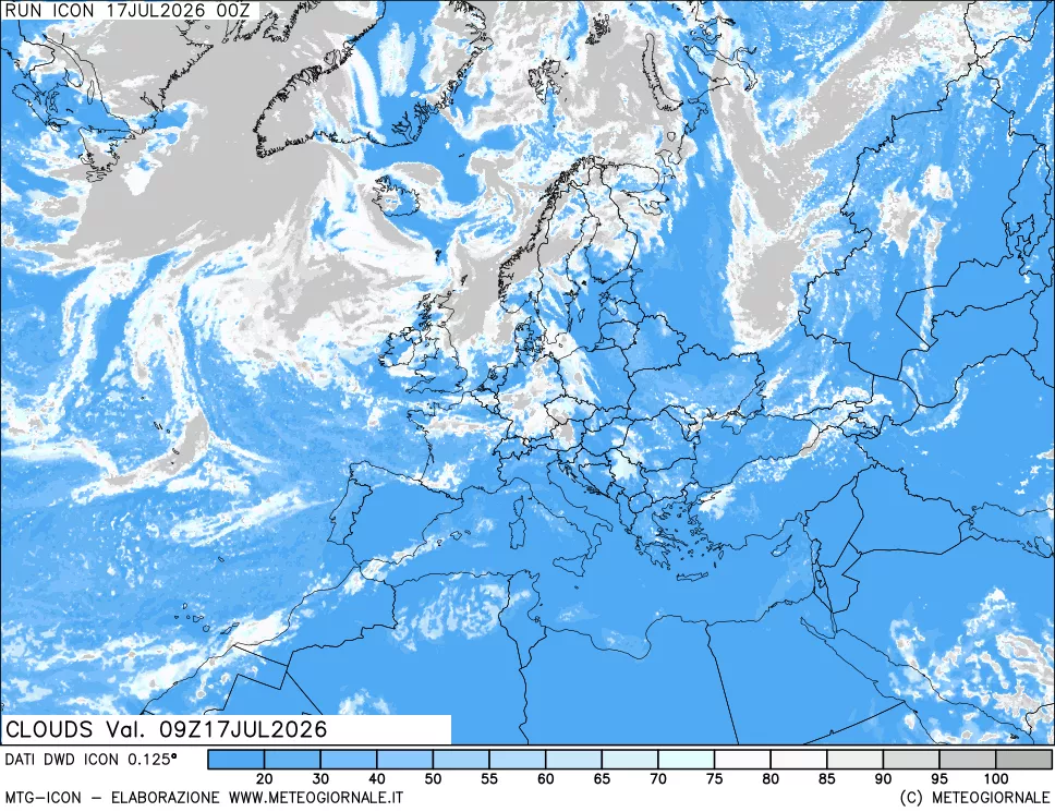 mappa Nuvolosit&agrave; totale