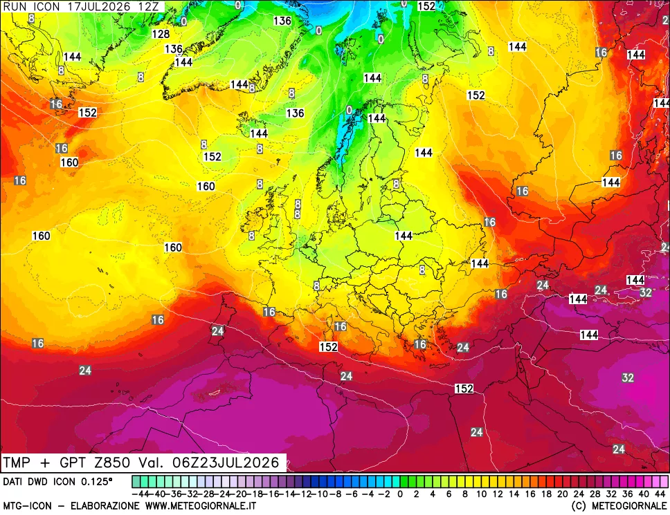 mappa 850 hPa Temp + GPT