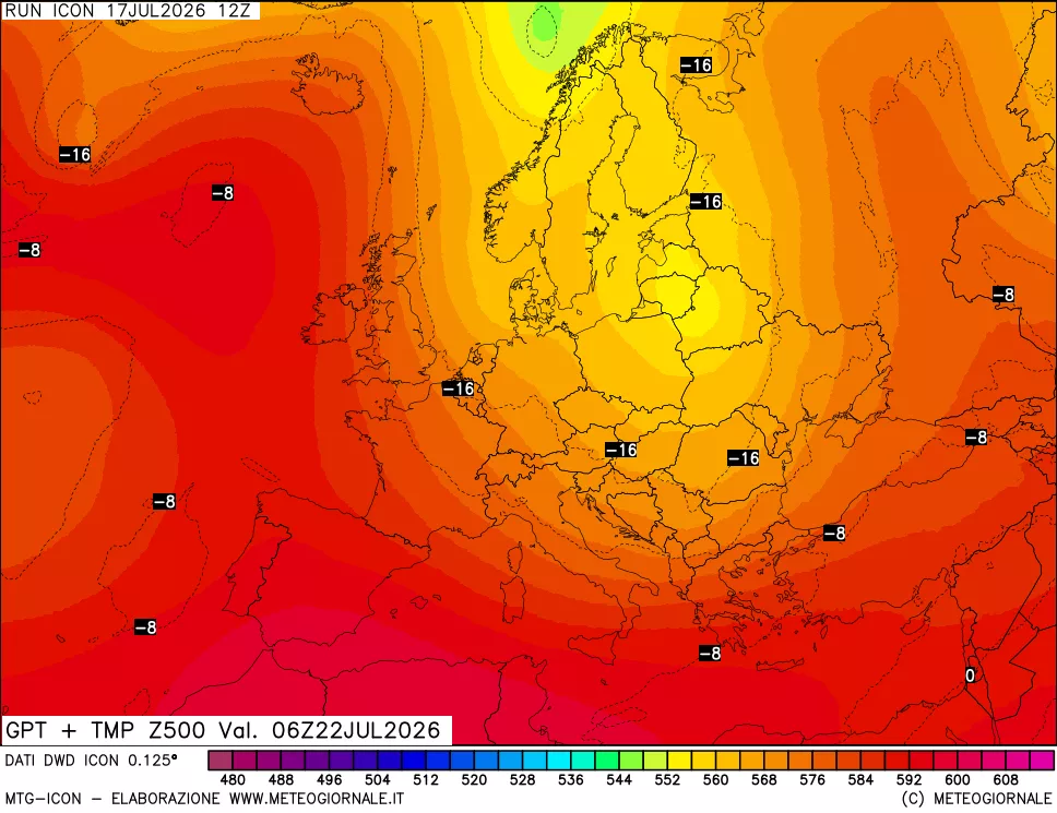 mappa 500 hPa GPT + Temp