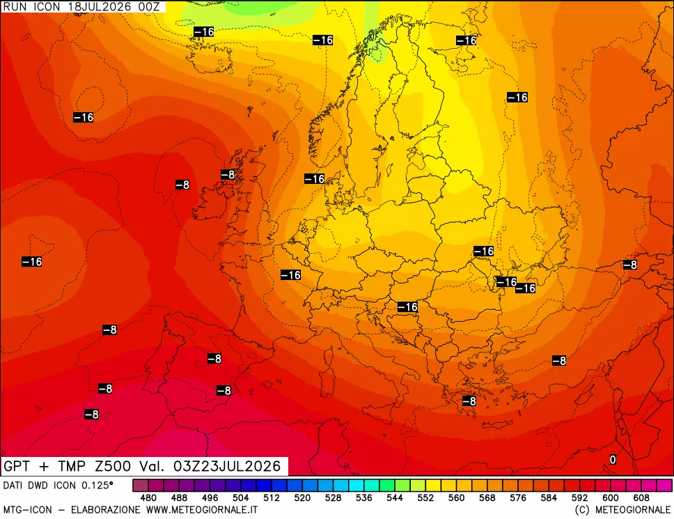 mappa 500 hPa GPT + Temp