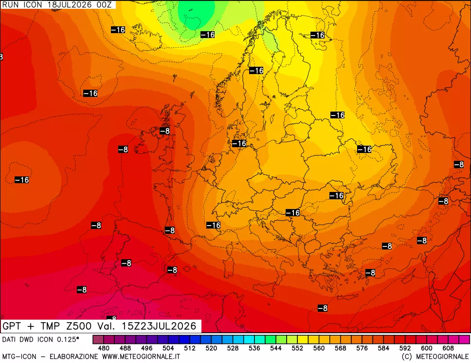 mappa 500 hPa GPT + Temp