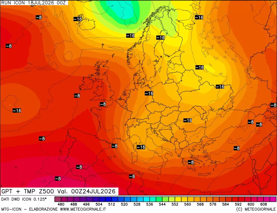 mappa 500 hPa GPT + Temp
