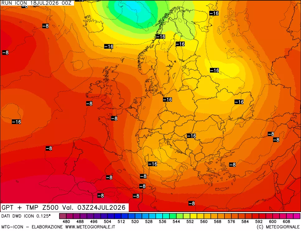 mappa 500 hPa GPT + Temp