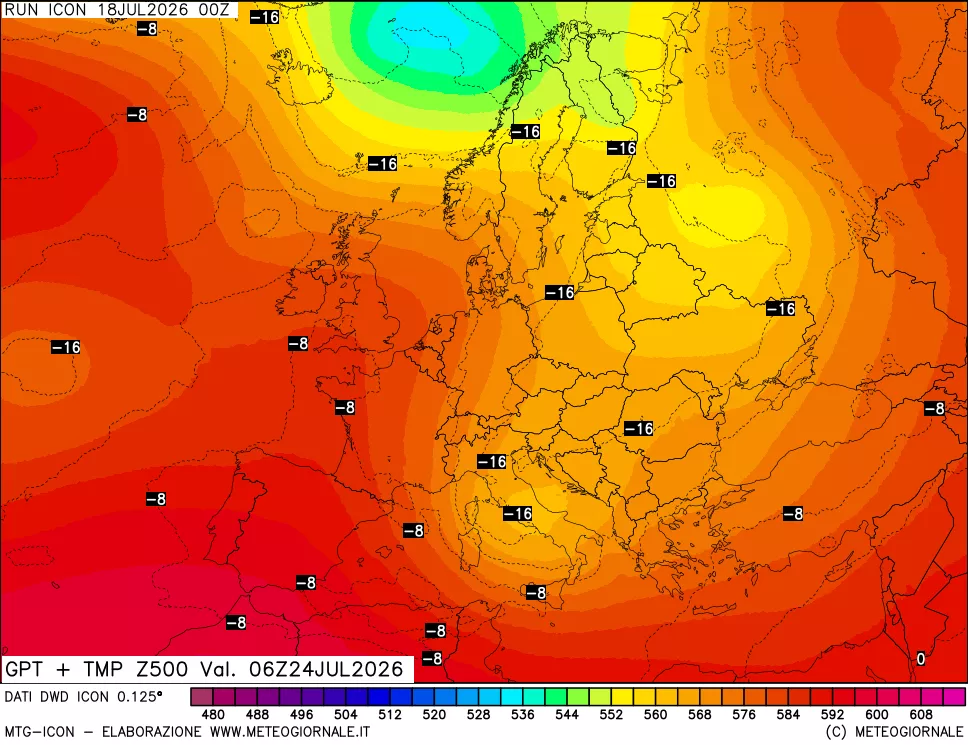 mappa 500 hPa GPT + Temp