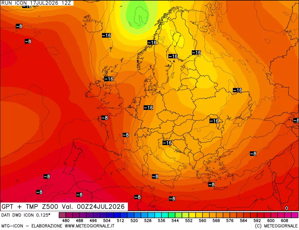 mappa 500 hPa GPT + Temp