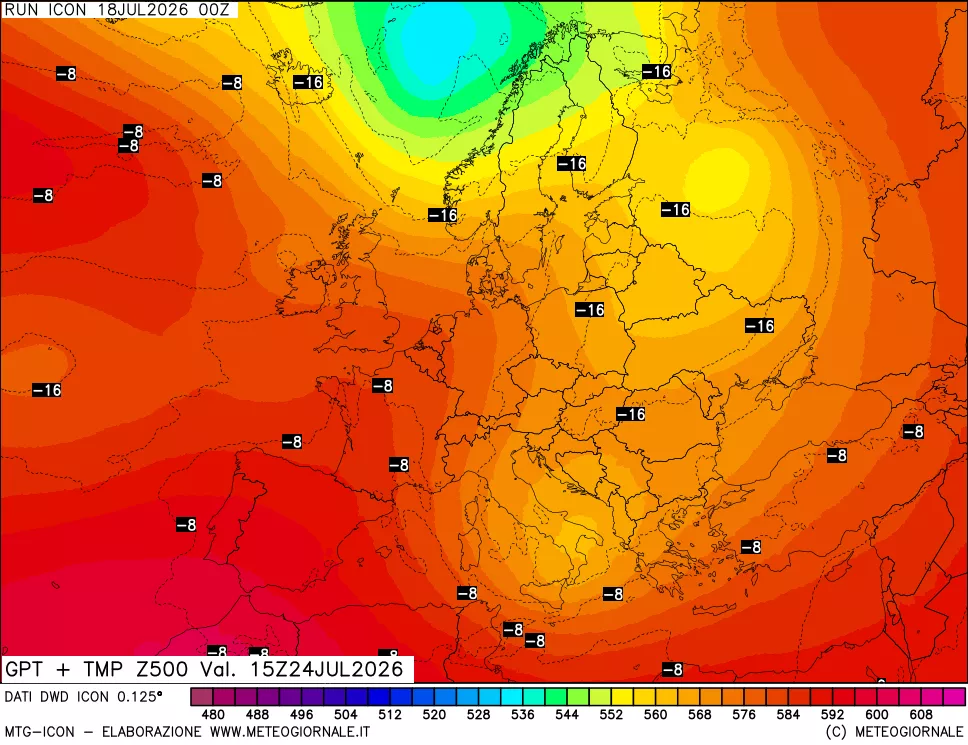 mappa 500 hPa GPT + Temp