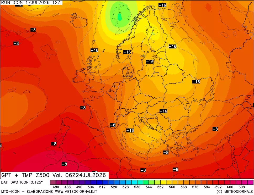 mappa 500 hPa GPT + Temp