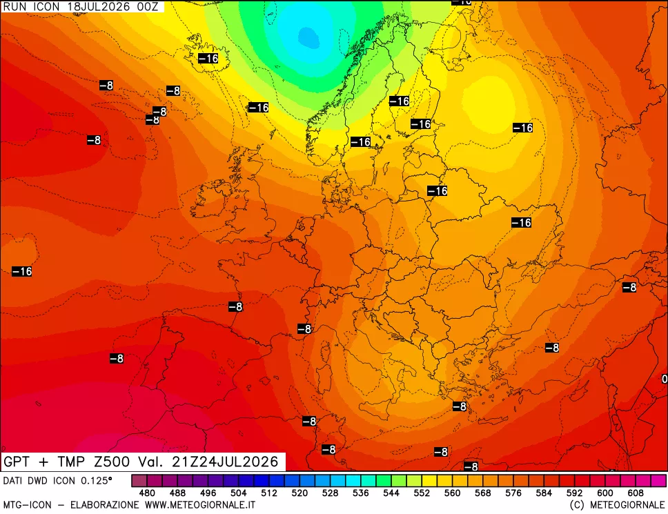 mappa 500 hPa GPT + Temp