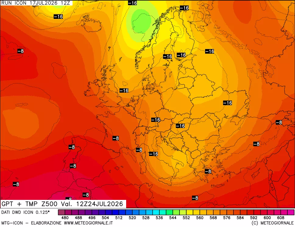 mappa 500 hPa GPT + Temp