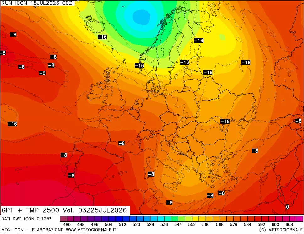 mappa 500 hPa GPT + Temp