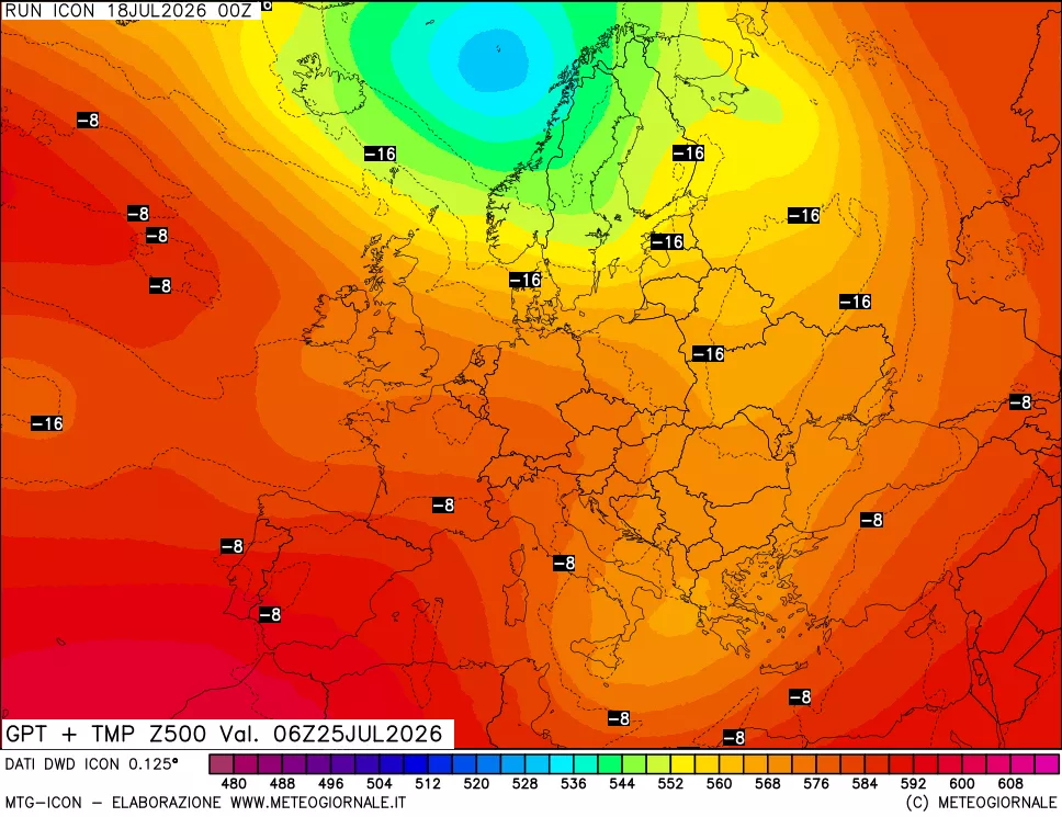 mappa 500 hPa GPT + Temp