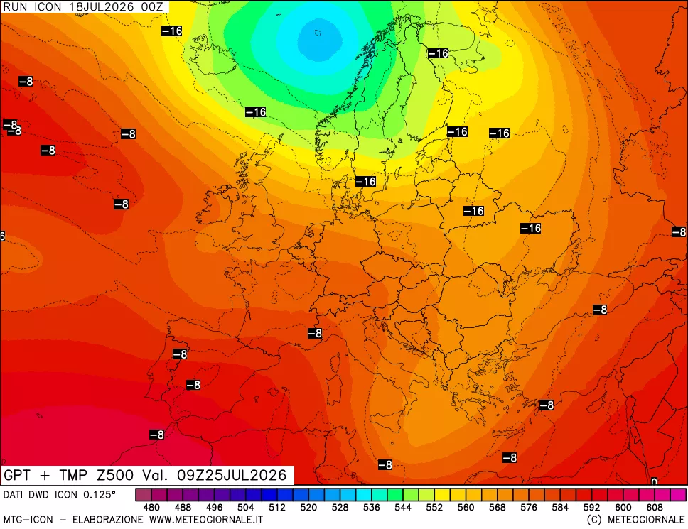 mappa 500 hPa GPT + Temp