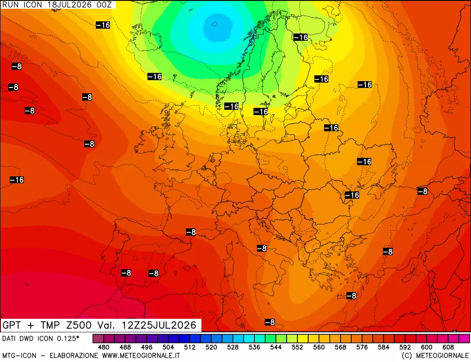 mappa 500 hPa GPT + Temp