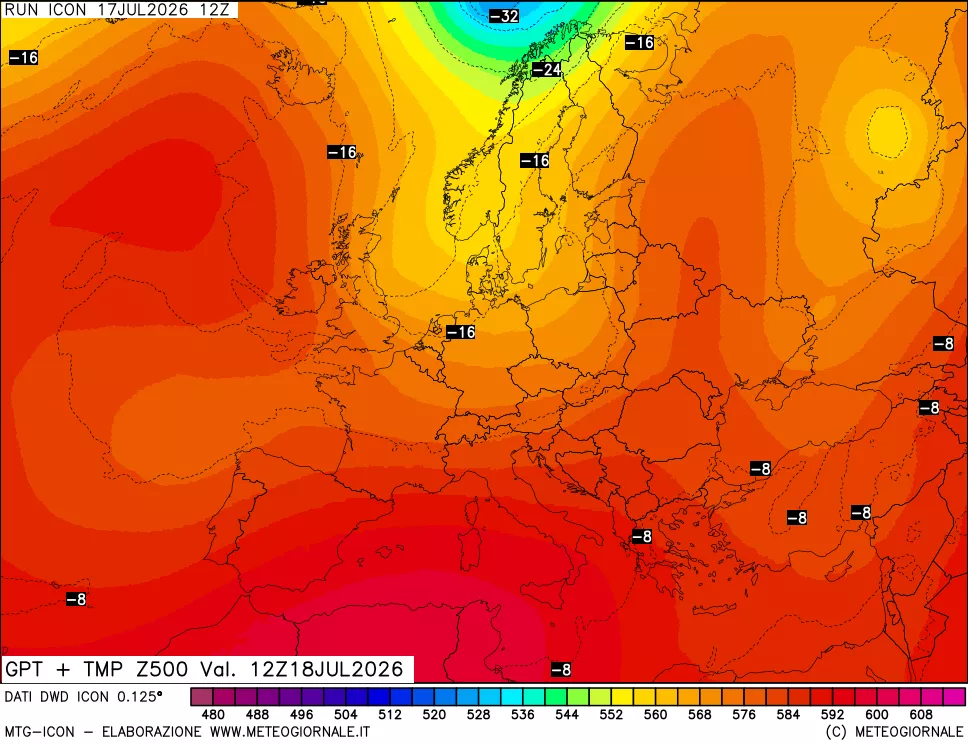 mappa 500 hPa GPT + Temp