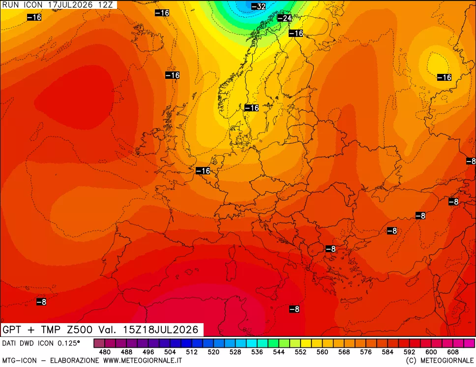 mappa 500 hPa GPT + Temp