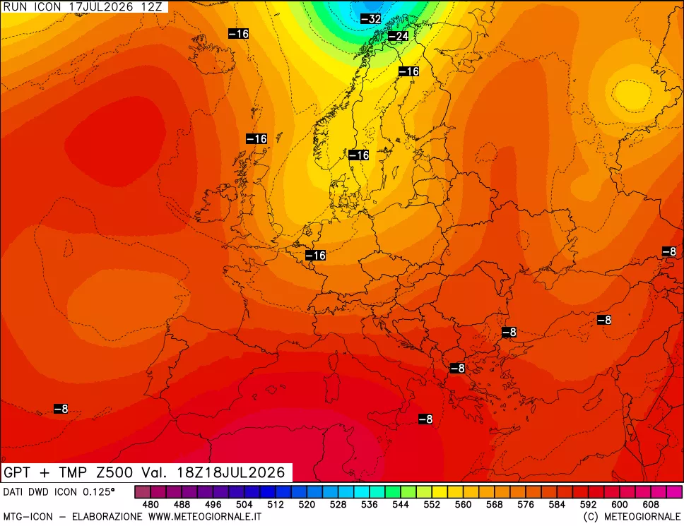 mappa 500 hPa GPT + Temp