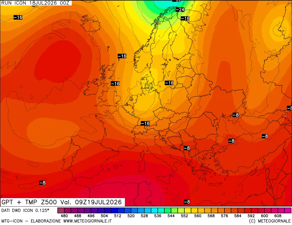 mappa 500 hPa GPT + Temp