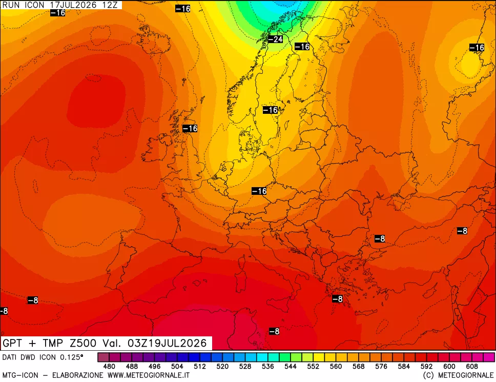 mappa 500 hPa GPT + Temp