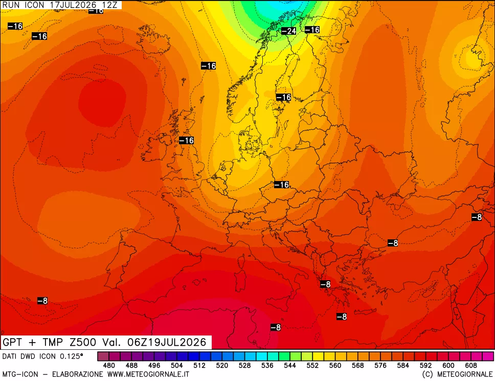 mappa 500 hPa GPT + Temp