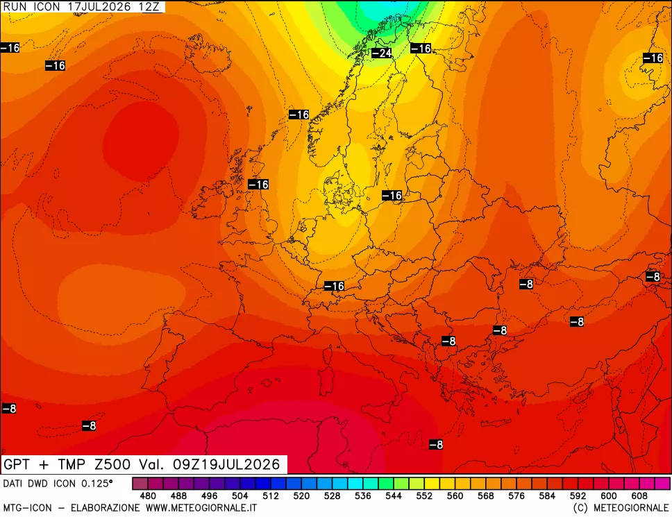 mappa 500 hPa GPT + Temp