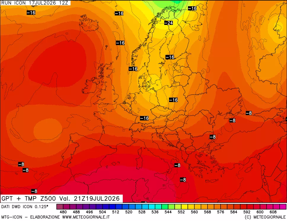 mappa 500 hPa GPT + Temp