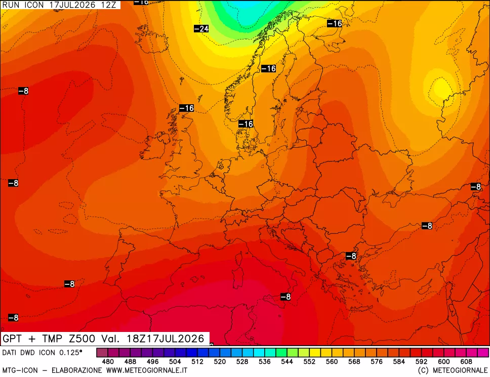 mappa 500 hPa GPT + Temp