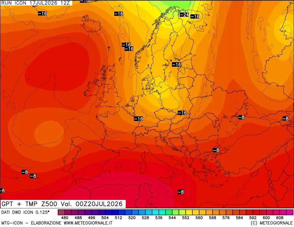 mappa 500 hPa GPT + Temp