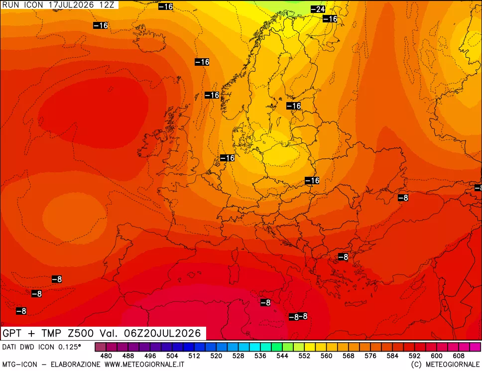 mappa 500 hPa GPT + Temp