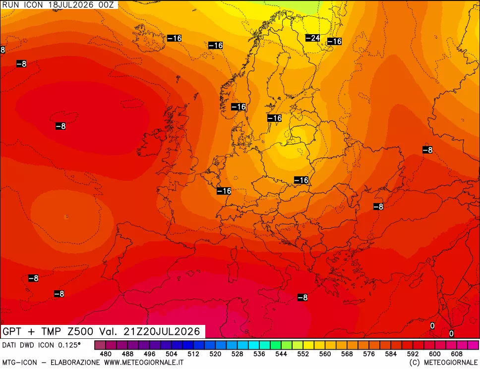 mappa 500 hPa GPT + Temp