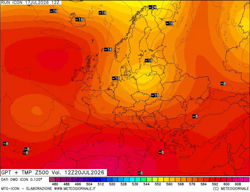 mappa 500 hPa GPT + Temp