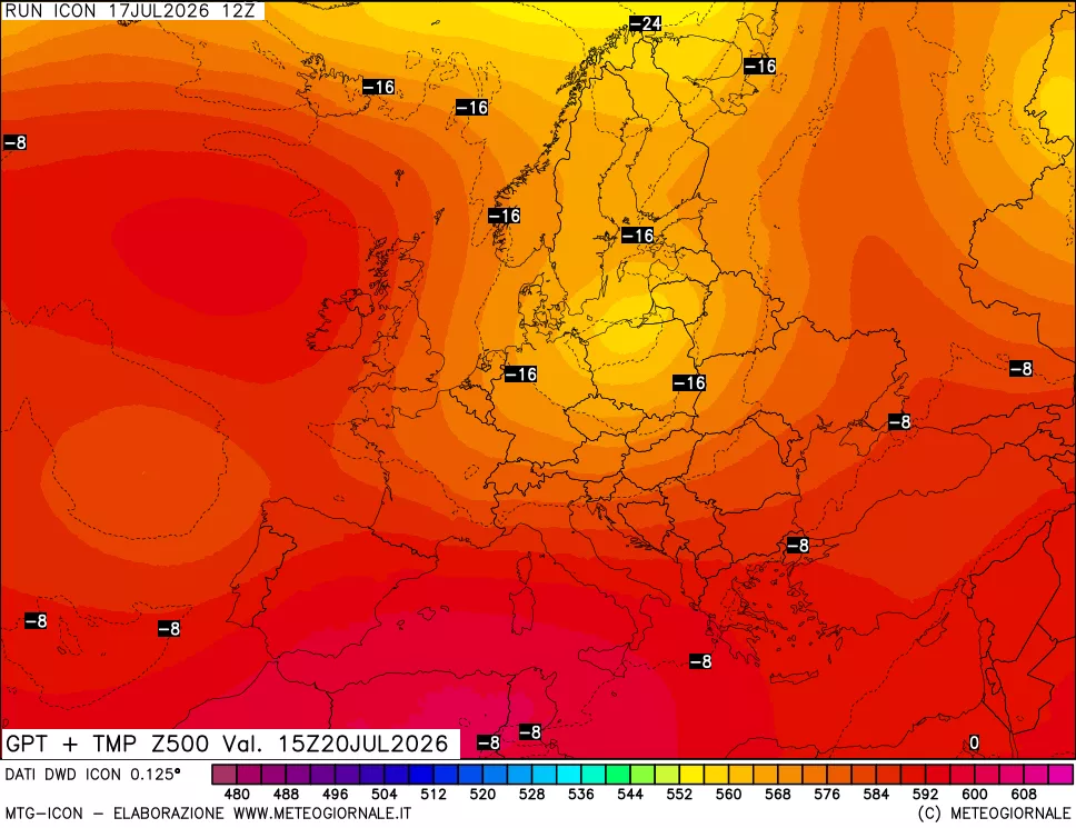 mappa 500 hPa GPT + Temp