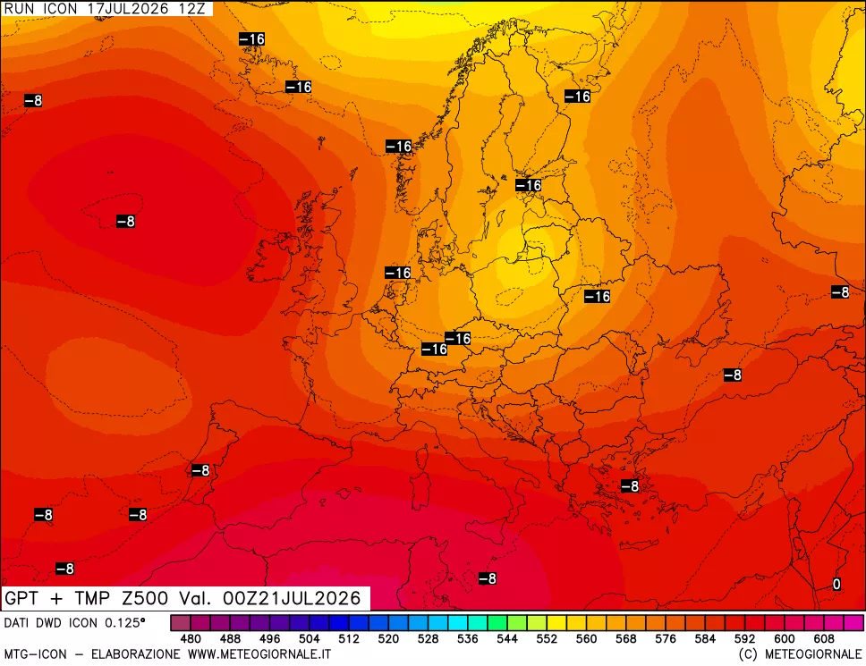 mappa 500 hPa GPT + Temp