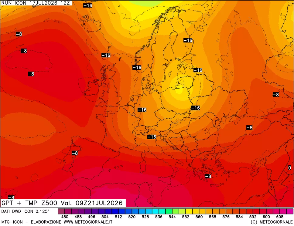 mappa 500 hPa GPT + Temp