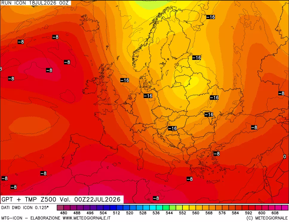 mappa 500 hPa GPT + Temp
