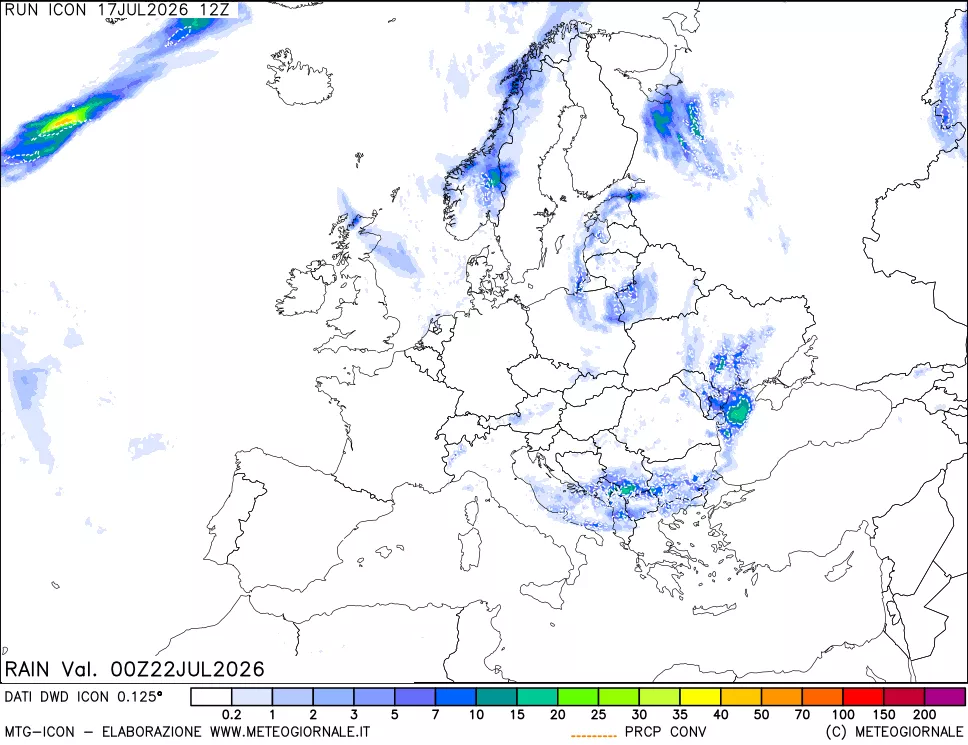 mappa Precipitazioni 24 ore precedenti