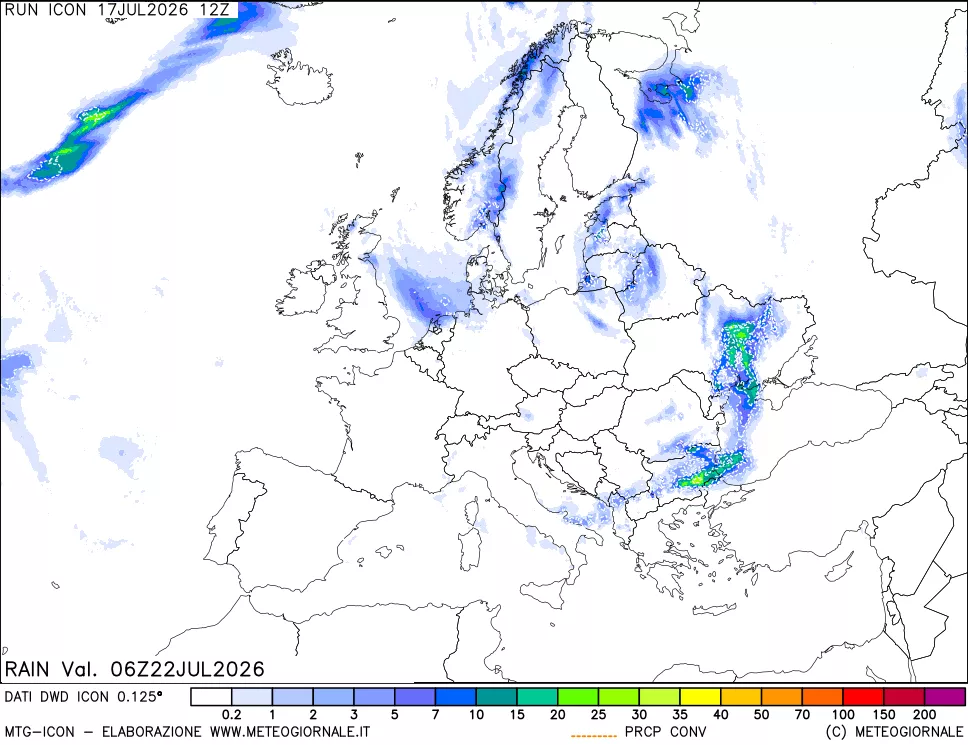 mappa Precipitazioni 24 ore precedenti