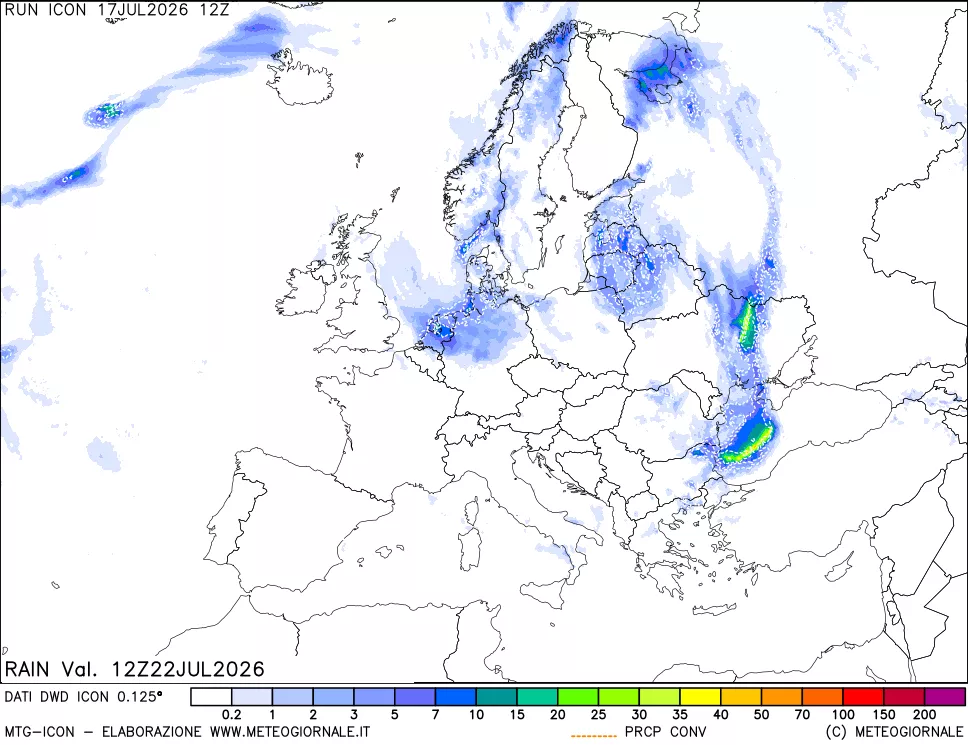 mappa Precipitazioni 24 ore precedenti