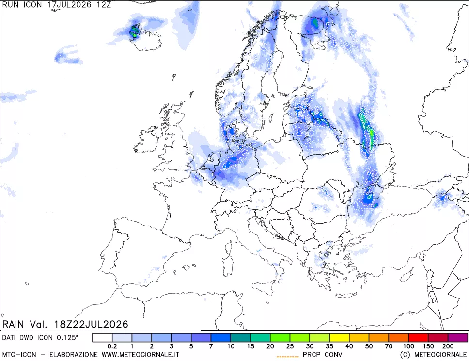mappa Precipitazioni 24 ore precedenti